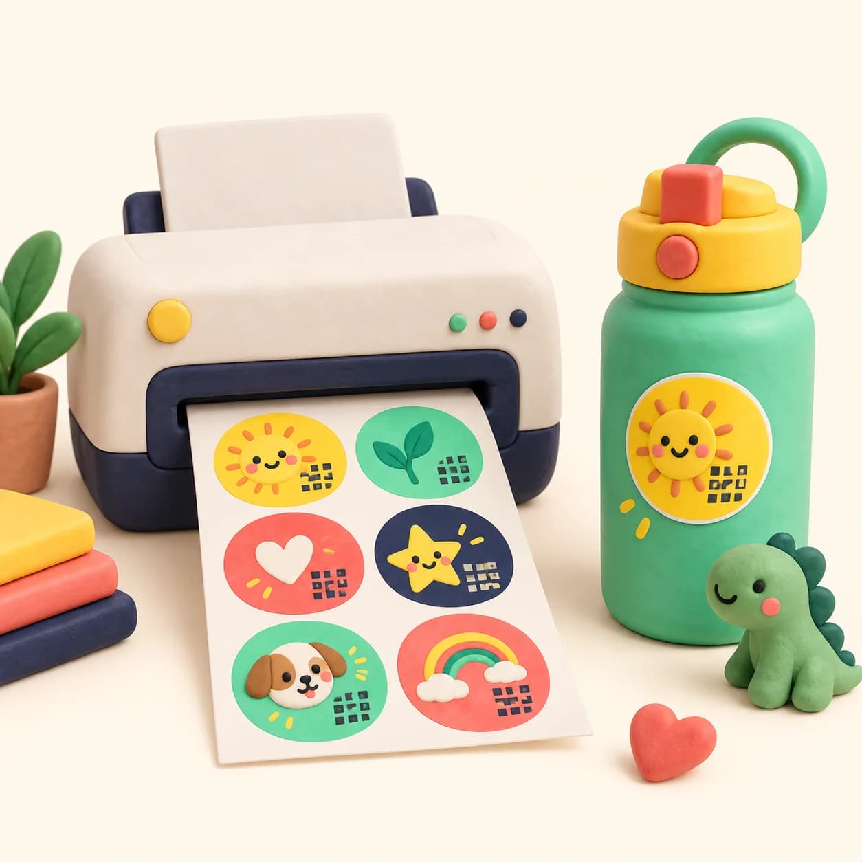 A printer producing colorful round labels